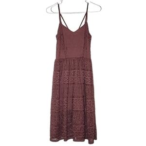 7415 * Xhilaration Lace Midi Dress Brown Size XS